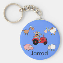 Animaux et tracteur de ferme porte-clef