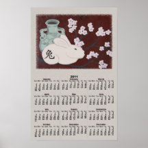 Année chinoise de l'affiche de calendrier de lapin