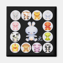 Année chinoise de zodiaque de l'aimant de lapin