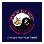 Année du lapin avec le yang de yin (texte blanc) invitation