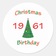 Anniversaire 1961 de Noël Autocollant Rond