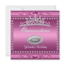 Anniversaire de bijou de Quinceanera de perle rose Faire-parts Personnalisés