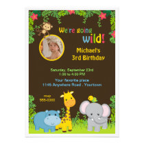 Anniversaire de Childs de photo de jungle invitations