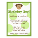 Anniversaire de garçon de pois de vert de singe d' invitations personnalisables