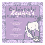 Anniversaire de la fille de poney de lavande le pr invitations personnalisées