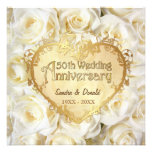 Anniversaire de mariage de rose blanc cinquantième faire-parts