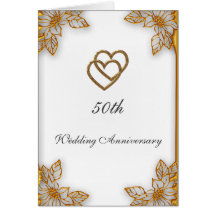 Anniversaire de mariage d'or blanc cinquantième carte de vœux