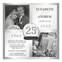 Anniversaire de noces d'argent 25 - invitations de