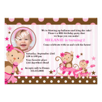 Anniversaire de photo de filles de singe de tutu invitations