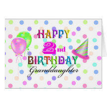 Anniversaire de Polkadot de petite-fille 2ème Cartes De Vœux