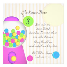 Anniversaire de sucrerie de Bubblegum Invitations