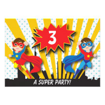 Anniversaire de super héros de jumeaux invitation personnalisable