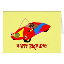 ANNIVERSAIRE de voiture de clown JOYEUX Carte De Vœux