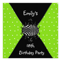 Anniversaire d'invitation blanche de noir de vert 