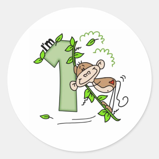 Anniversaire d'oscillation de singe de bâton ęr adhésifs ronds