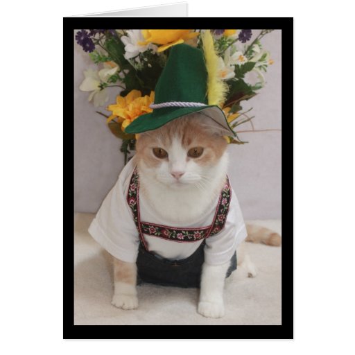 Anniversaire drôle d'Allemand de chat Carte De Vœux