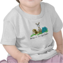 Anniversaire du bébé d'animaux de zoo le ęr t-shirt