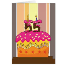 anniversaire - gâteau avec les bougies 55 - cinqua carte de vœux