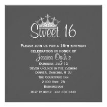 Anniversaire gris et blanc de couronne élégante du invitations