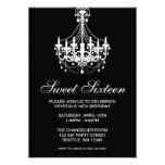Anniversaire noir et blanc de sweet sixteen de lus cartons d'invitation