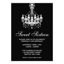 Anniversaire noir et blanc de sweet sixteen de lus cartons d'invitation