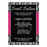 Anniversaire noir et rose du bonbon 16 à motif de  invitations personnalisées