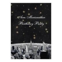 Anniversaire noir gravé à l'eau-forte V d'étoile d Invitations Personnalisées