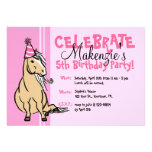 Anniversaire rose de filles de poney de partie invitations personnalisées