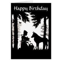 Anniversaire rouge en bois de loup de capuchon de  carte de vœux