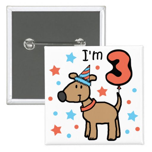 Anniversaire trois de chien badges