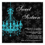 Anniversaire turquoise du bonbon 16 à flocons de n invitation