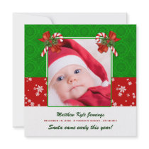 Annonce de naissance de photo de Noël Cartons D'invitation
