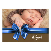 Annonces de naissance de photo de bébé de Brown bl Cartons D'invitation Personnalisés