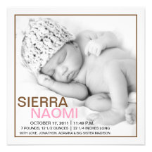 Annonces de naissance de photo de rêves doux de ch bristols personnalisés