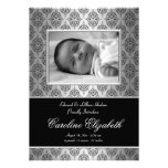 Annonces noires de naissance de bébé de damassé invitations personnalisées