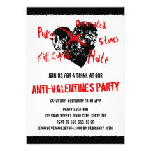 Anti coeur de noir de jour de Valentines Cartons D'invitation