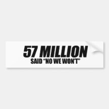 Anti-Obama - 57 millions ont indiqué non Autocollant Pour Voiture