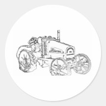 ANTIEK TRACTOR RONDE STICKER