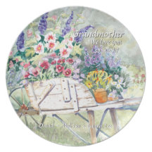 Antiek Vintage Kruiwagen met Bloemen in Tuin Party Borden