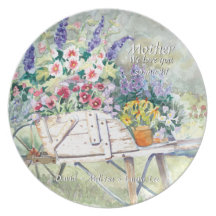 Antiek Vintage Kruiwagen met Bloemen in Tuin Borden