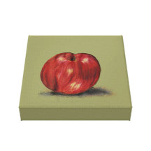 Apple rouge-foncé fait dans des crayons colorés toile tendue