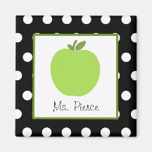 Apple vert/noir avec le pois blanc magnets pour réfrigérateur