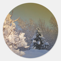 Après-midi d'hiver adhésifs ronds