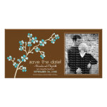 Aqua/économies fleurs de cerisier de Brown la date Carte Avec Photo
