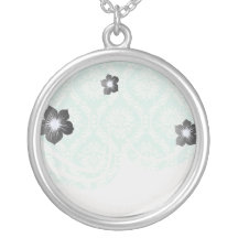 aqua en roomfleur elegant damast persoonlijke ketting