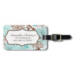 Aqua en Roze BloemenPatroon luggage tags