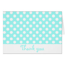 Aqua et notes blanches de Merci de point de polka Carte De Vœux