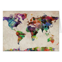 Aquarelle urbaine de carte du monde