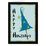 Arbre bleu tordu bonnes fêtes carte de vœux