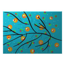Arbre coloré d'invitation de carte postale